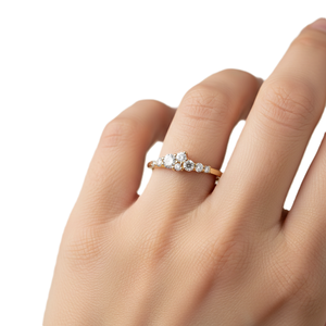 Moissanite Diamond Cluster Style Wedding Band Round Lab Diamond Dainty <b>Stacking</b> <b>Ring</b> Moissanite <b>Ring</b> 14K Solid Gold Bridal <b>Ring</b> - Product Image 6