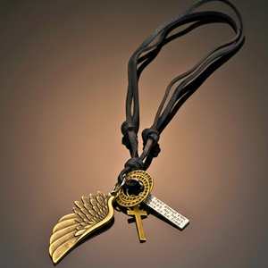 18K Gold Plated <b>Titanium</b> Steel Pendant with Adjustable Leather Rope for Men & Boys - Product Image 5