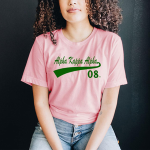 Camiseta AKA Tail, color rosa claro y verde, con estampado gráfico, cuello redondo, manga corta, informal, de algodón, para hermandades - Product Image 2