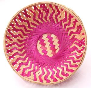 Paniers en bambou faits à la main de qualité supérieure, ensemble de 20 paniers de rangement naturels écologiques de couleur rose, vente en gros, fournisseur OEM du Vietnam - Product Image 6