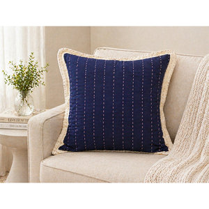 Premium 100% Cotton Embroidered <b>Cushion</b> <b>Cover</b> with Contrast Scalloped Trim | Decorative Pillow <b>Cover</b>, Living Room & Home - Product Image 4