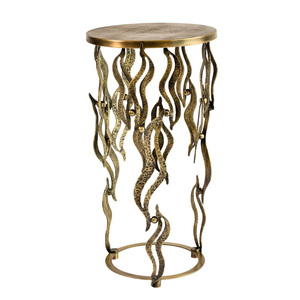 Table d'appoint moderne et élégante en aluminium avec double étagère en verre, table d'appoint design pour la décoration de la maison - Product Image 6