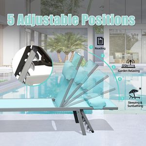 Set di 3 Chaise Longue in Alluminio per Patio con Tavolino Laterale, Lettini Reclinabili Regolabili per Esterni, Resistenti alle Intemperie, per Bordo Piscina - Product Image 5