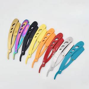 Morje Surgical Men's Folding Stainless Steel Razor <b>Blades</b> Shaving Multiple Colors (Silver Gold Blue Yellow Black Rainbow Finish) - Product Image 2