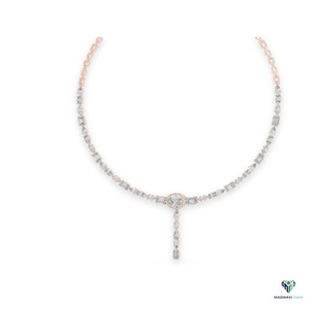 Collier en or rose 14,27 carats avec diamants de laboratoire de formes multiples ovales, pendentif goutte audacieux en or massif 18 carats - Product Image 3