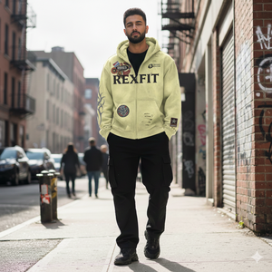 Sudadera con capucha Rexfit Sports Premium de algodón y felpa, con lavado ácido, bordado, cremallera completa, logotipo personalizado OEM, sudaderas con cremallera completa OEM - Product Image 3