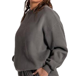 Sweat-shirt surdimensionné à col rond pour femme, 100% coton tricoté, manches longues, logo personnalisé, respirant, pour l'hiver - Product Image 4