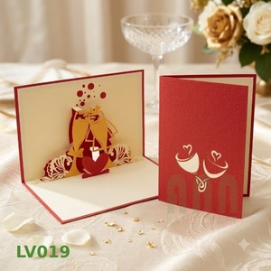 Carte d'invitation de mariage pop-up 3D en papier fait main avec enveloppe, découpée sur mesure, imprimée sur mesure, parfaite pour les couples, idéale pour la Saint-Valentin - Product Image 4