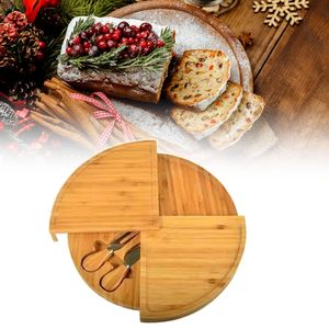 เขียงไม้ไผ่พร้อมช่องเก็บของแบบซ่อน ถาดเสิร์ฟขนมปัง ผลไม้ ของว่างอเนกประสงค์ สำหรับงานปาร์ตี้ในครัว ตกแต่งบ้าน - Product Image 5