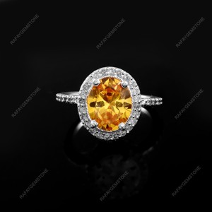 Anillo de Latón Plateado con Circonita Amarilla Creada en Laboratorio, Corte Esmeralda, Hecho a Mano, Todas las Tallas, Joyería al por Mayor, Regalo - Product Image 4