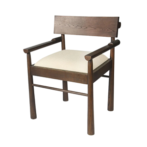 Silla de Comedor de Madera Maciza de Teca con Reposabrazos y Asiento Tapizado, Muebles Modernos de Estilo Nórdico para Restaurante y Hotel - Product Image 2