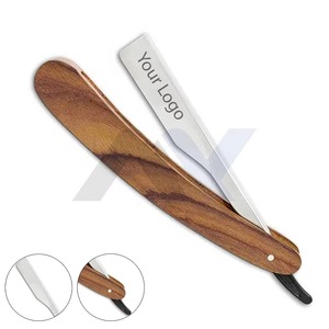Single Blade Straight Edge Slide Style Barber Razor with Wooden Handle Stainless Steel Blade <b>Hair</b> Removal Shavette for Men Face - Product Image 4