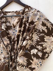 Vestido Kaftan de Algodón con Estampado Floral a Mano, Túnica Maxi Hippie con Plumas, Ropa Casual Ecológica - Product Image 2