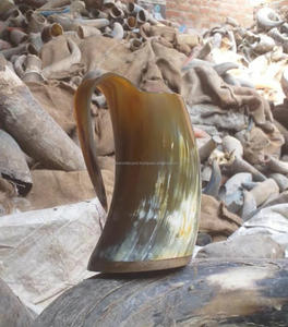 Tasse en corne de buffle naturelle de haute qualité avec poignée de haute qualité pour la bière vin hydromel/chope en corne à boire par FWE - Product Image 2