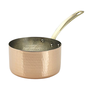 Hammered Copper Saucepan with Brass Handle and Lid | Luxury Chef Cooking <b>Pot</b> Kitchen Cookware for Gifting - Product Image 4