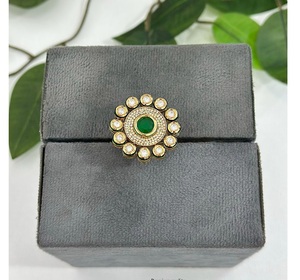 Anillo Ajustable de Latón Chapado en Oro de Primera Calidad con Moissanita, Diseño Moderno para Bodas y Fiestas, Colección para Mujer - Product Image 2