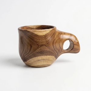 Tasse à café en bois naturel faite à la main avec poignée unique, compatible lave-vaisselle, vaisselle de luxe moderne, réutilisable, pour la cuisine - Product Image 4