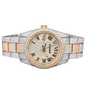 Montre mécanique personnalisée, diamant moissanite taille ronde, acier inoxydable, analogique, automatique, artisanale, bijoux sertis de pierres - Product Image 1