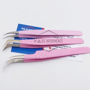 Pinzas de extensión de pestañas puntiagudas finas de acero inoxidable sostenibles Herramienta de recogida de pestañas de volumen con revestimiento de color - Product Image 2