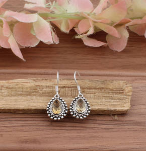 Natural <b>Citrine</b> Drop <b>Earrings</b> 925 Sterling Silver Women's Genuine Gemstone Jewelry Luxury Party December Birthstone - Product Image 3