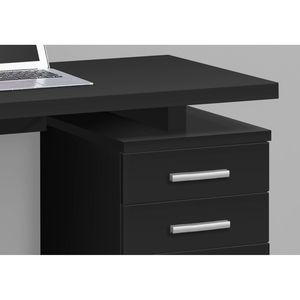 Modern 48\"L Home Office <b>Computer</b> <b>Desk</b> with Storage Drawers Contemporary <b>Black</b> Laminate for Laptop Work in Left-Right Set up - Product Image 3