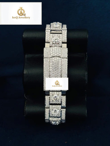 Reloj de Lujo con Diamantes para Hombre IceQ, Caja Redonda de Acero Inoxidable de 38 mm, Reloj Analógico de Cuarzo con Cierre Desplegable para Hombre - Product Image 3
