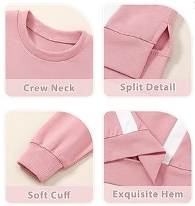 ชุดเซ็ทเสื้อผ้าเด็กผู้หญิง 2 ชิ้น สีชมพูล้วน คอกลม ปักโลโก้ได้ ใส่สบาย ระบายอากาศดี เหมาะสำหรับเล่นกีฬา - Product Image 5