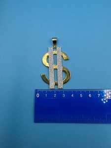 จี้รูปสัญลักษณ์ดอลลาร์ประดับเพชรโมอิสซาไนต์ VVS สไตล์ฮิปฮอปสำหรับผู้ชาย แร็ปเปอร์ จี้แบบ Bust Down เงินแท้ 925 ชุบทอง - Product Image 4