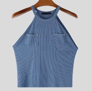 Men Tank <b>Tops</b> Solid Color O-neck Sleeveless Knitted <b>Male</b> Vests Summer Streetwear Sexy Fashion Casual <b>Crop</b> <b>Tops</b> For Man - Product Image 3