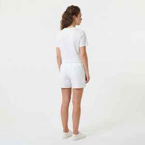 Women's White 2-Piece <b>Set</b> Cotton <b>Short</b> Sleeve T-Shirt and Above Knee <b>Shorts</b> Casual Regular Fit Spring Summer Wear - Product Image 2