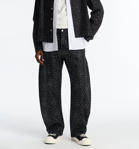 Jeans de Hombre con Estampado de Puntos, Corte Recto, Algodón, Ajuste Holgado, Estilo Casual de Primavera, Cintura Media, Lavado Regular, Tejido - Product Image 1