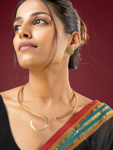 Gold Choker Necklace Set for Women with <b>Stud</b> Earrings - Product Image 2
