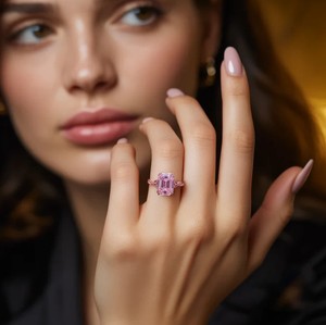Anillo de Compromiso y Boda Camilla de Lujo Estilo Vintage con Moissanita, Chapado en Oro de 18K, Plata de Ley 925 Sólida, Anillos con Piedras Preciosas - Product Image 2