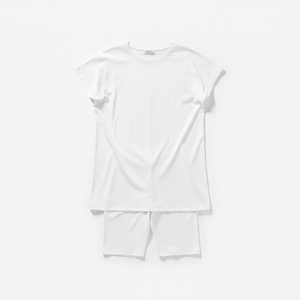 Women's Casual Trendy 2-Piece Long <b>Set</b> Patchwork Printed Short Sleeve Top Knee Length Shorts Breathable Eco-Friendly Summer Wear - Product Image 1