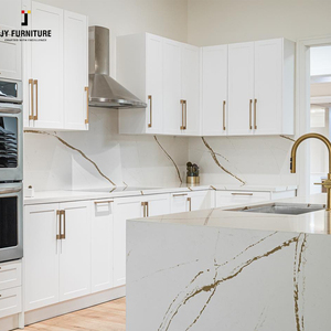 JY Vietnam vente en gros armoire de cuisine modulaire standard RTA de style européen haut de gamme poignées métalliques en bois de chêne - Product Image 6