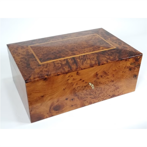 Luxury Glossy Walnut Burl Wood Jewelry <b>Box</b> with Lock | Handmade <b>Large</b> Wooden Keepsake Storage <b>Box</b> | Premium <b>Gift</b> <b>Box</b> Organizer - Product Image 1