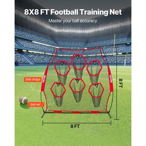 Rete da allenamento per calcio 8x8 piedi senza nodi, per tiro a segno, con 6 tasche bersaglio e cinghie - Product Image 3