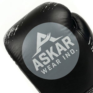Askar Wear Ind. Boxing Gloves Leather Lace-Up Black White Design Breathable Adult Training Gear - Product Image 5