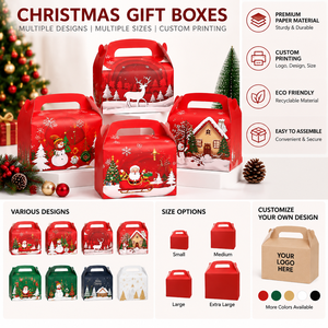 Boîte cadeau de Noël avec poignée, emballage en papier de luxe, boîte cadeau pour biscuits, bonbons, cadeaux et emballages festifs - Product Image 4