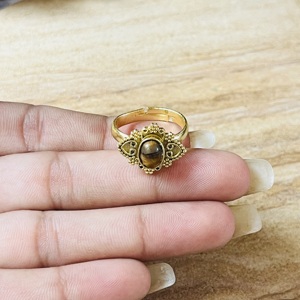 High Demand Tiger Eye Brass <b>Ring</b> Vintage Style Tribal Filigree <b>Statement</b> <b>Ring</b> Handmade Ornate Beaded Jewelry Wholesale <b>Ring</b> - Product Image 4