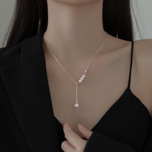 Bracelet-collier en argent pur S925, perles carrées, accessoire polyvalent, vente chaude S5534 - Product Image 1