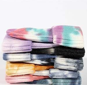 Bonnet d'hiver tie-dye pour femmes, avec logo personnalisé brodé, bonnets côtelés pour hommes et femmes 2026 - Product Image 4