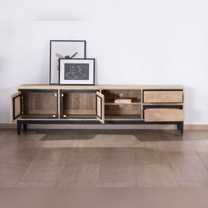 Mueble TV Vandana Silver Spirit bicolor de madera de mango con puertas, nichos y cajones Bocca 180 cm - Product Image 5