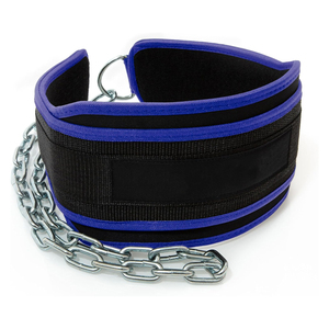 Neoprene Weight Lifting Waist Support <b>Belt</b> With Chain Adjustable For Strength Training Unisex Black Blue - Product Image 1