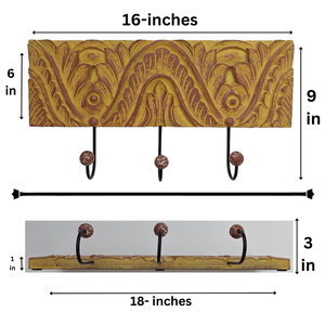 Smart Art Wood Carving Yellow Washed Decor 3 <b>Hooks</b> <b>Wall</b> <b>Key</b> <b>Hooks</b> Wooden <b>Wall</b> Mount <b>Key</b> Hanger <b>Wall</b> Personalized Engineered Wood - Product Image 6