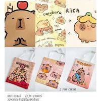 Capibara Canvas-Tragetasche 32x36cm Damen-Einkaufstasche mit Niedlichem Tier-Design