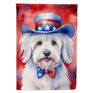 Coton De Tulear patriotique drapeau de jardin américain multicolore boîte aux lettres bannière de cour décorative pour Patio oeuvre pour parterres de fleurs petit - Product Image 1