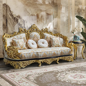 ชุดโซฟาห้องนั่งเล่นทรงสี่เหลี่ยมสไตล์ฝรั่งเศส ทำจากไม้มะฮอกกานีเนื้อแข็งสุดหรู แกะสลักด้วยมือ หุ้มเบาะอย่างดี ผลิตในอินโดนีเซีย - Product Image 4