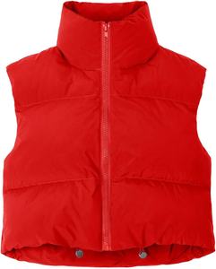 Gilet bouffant court pour femmes veste sans manches légère mode vêtements d'extérieur d'hiver gilet rembourré - Product Image 5
