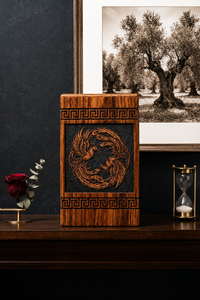 Wooden Cremation Urn Carved <b>Memorial</b> Keepsake <b>Box</b> Decorative Ash Container Adult Funeral Gift - Product Image 3